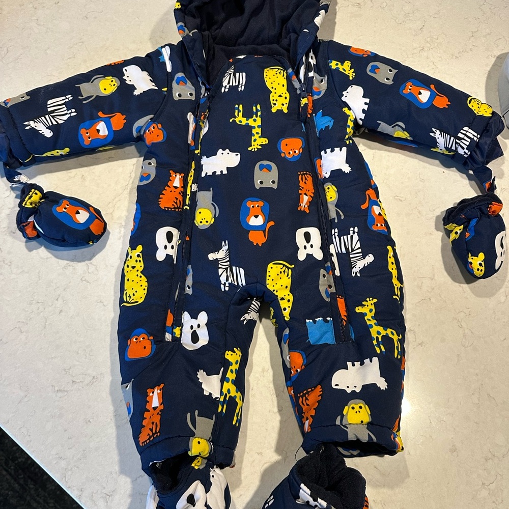 Kids Animal Print One Piece Snowsuit